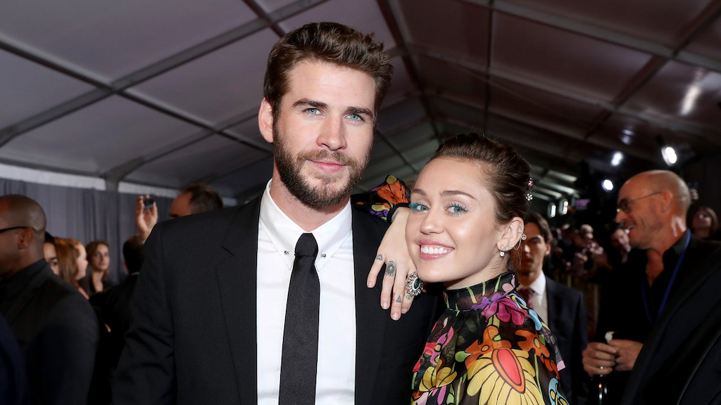 Liam Hemsworth and Miley Cyrus at Thor: Ragnarok in 2017