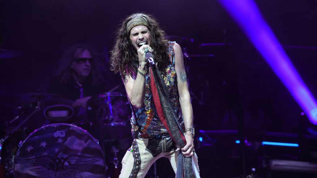 ELMONT, NEW YORK - SEPTEMBER 09: Steven Tyler of Aerosmith performs at UBS Arena on September 09, 2023 in Elmont, New York.