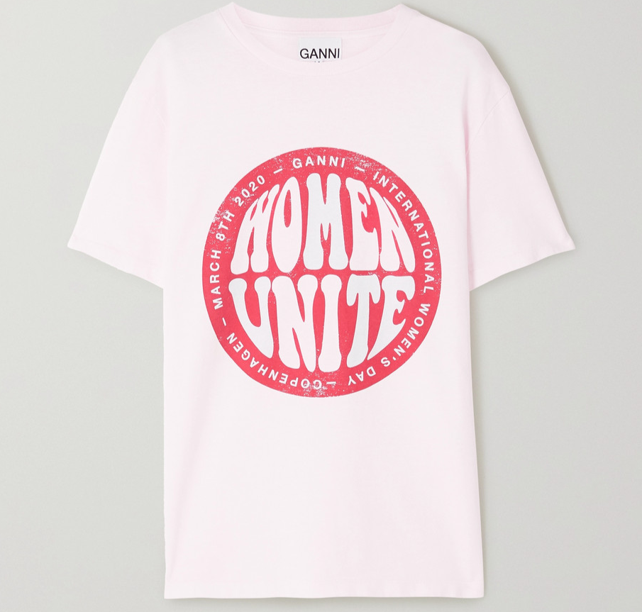 Ganni International Women's Day Printed Cotton-Jersey T-Shirt