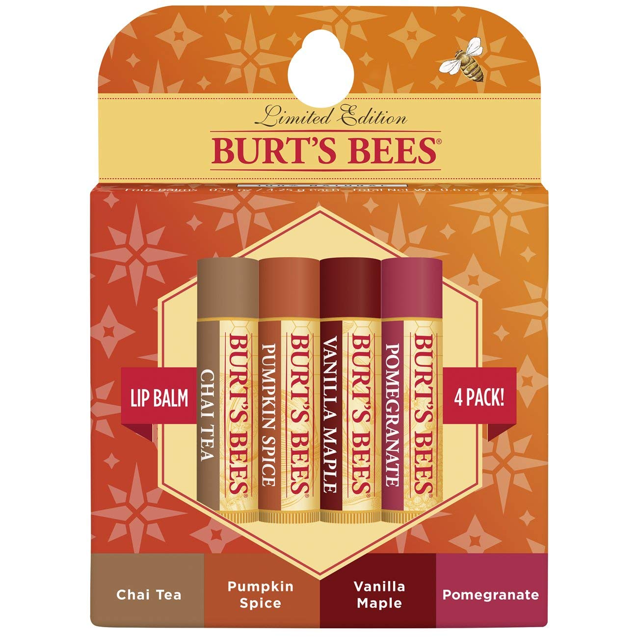 Burt’s Bees 100% Natural Moisturizing Lip Balm, Fall Variety Pack