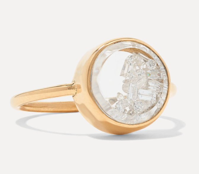 Moritz Glik 18-Karat Gold, Sapphire Crystal and Diamond Ring