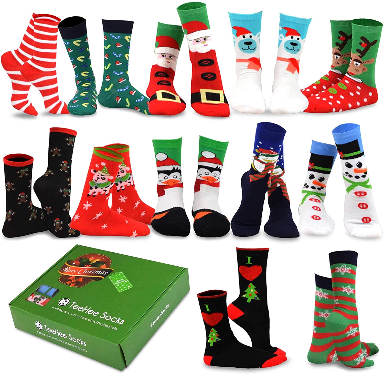  TeeHee Seasonal Holiday Socks, 12-Pair with Gift Box