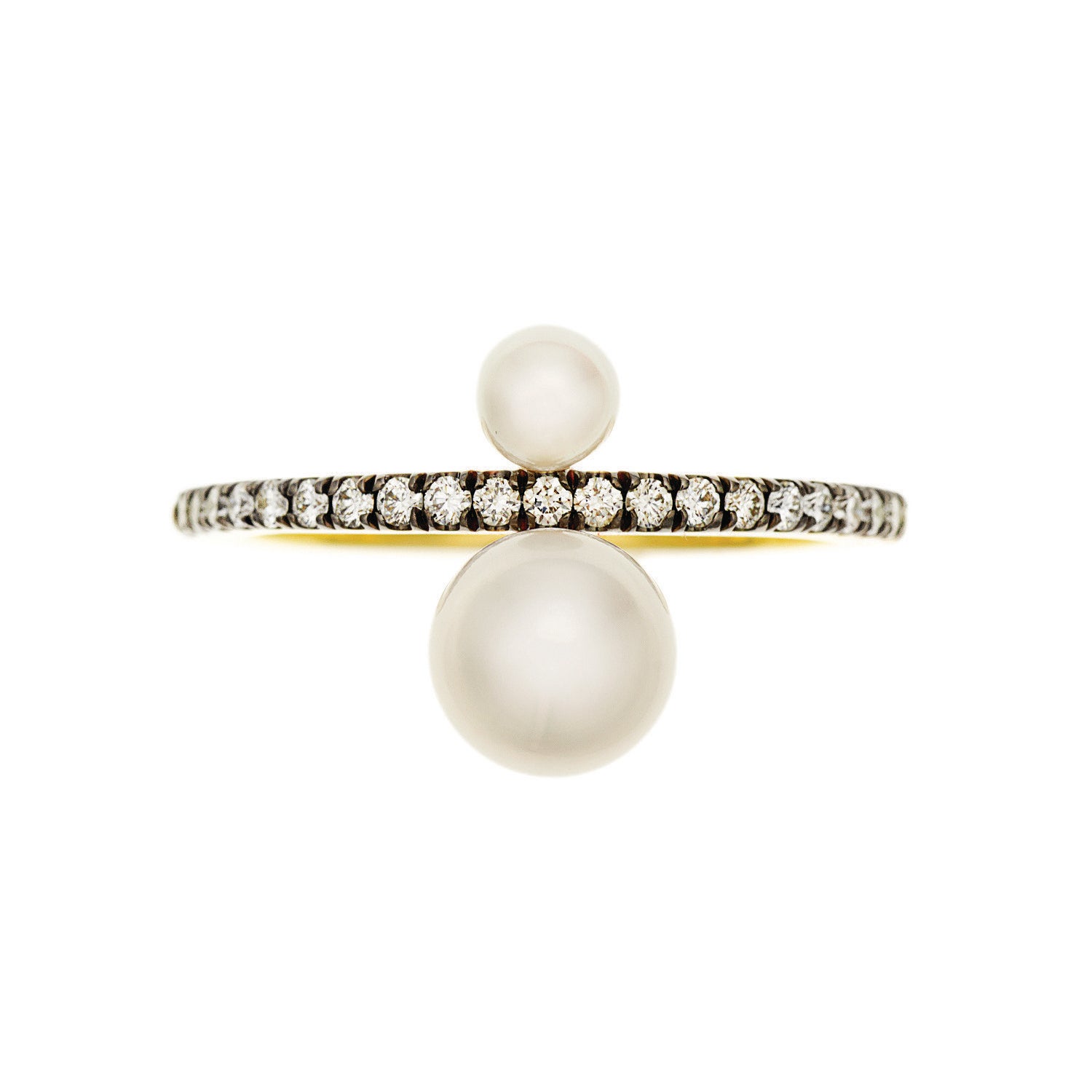 Jemma Wynne Prive White Pearl and Pave Diamond Ring