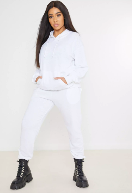 Missguided Plus Size White Hoodie and Joggers Co Ord Set