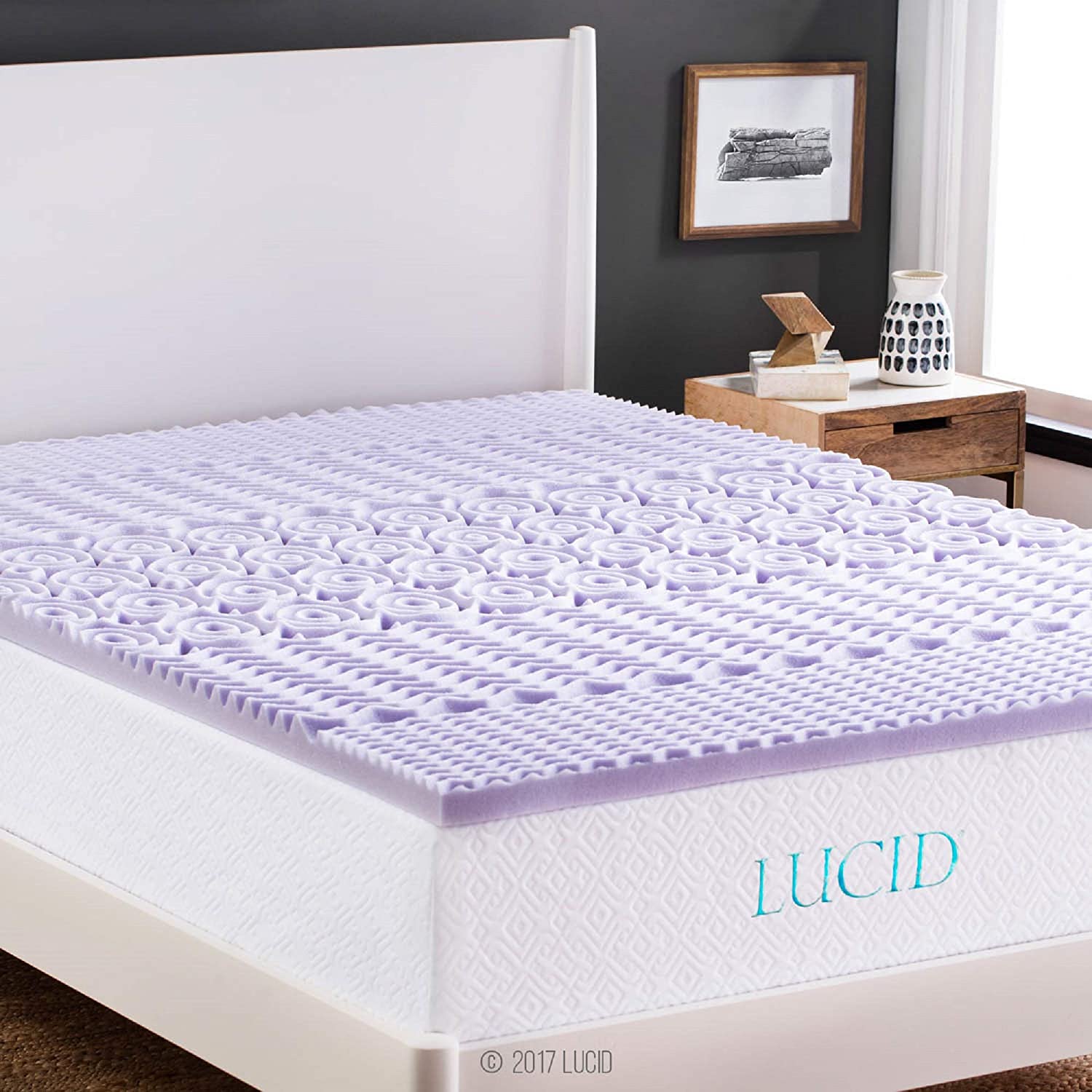 Lucid 2-inch 5 Zone Lavender Memory Foam mattress topper