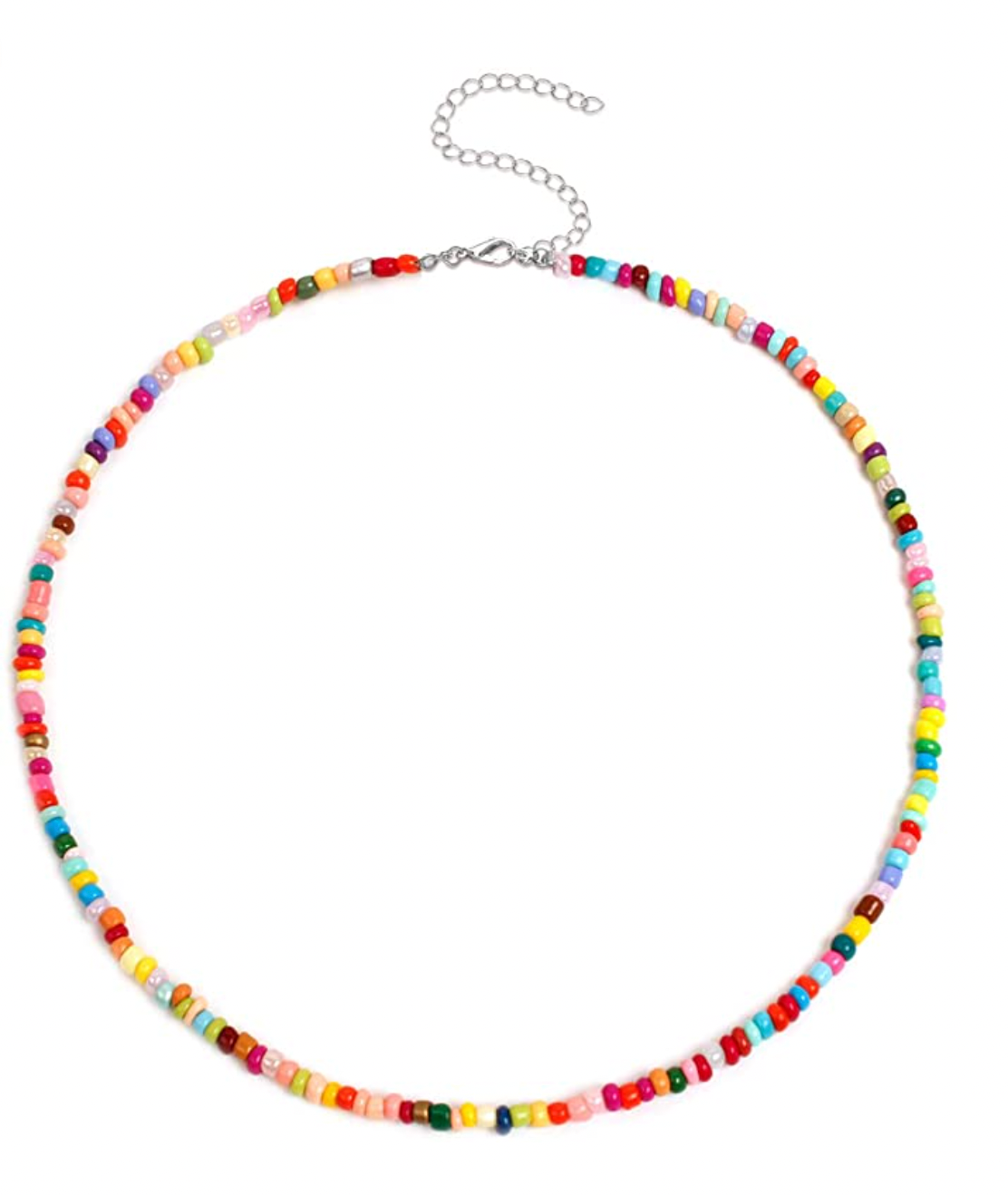 Handmade Colored Beaded Smiley Necklace
