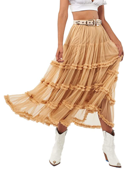 Seta Apparel Crown Tulle Midi Skirt