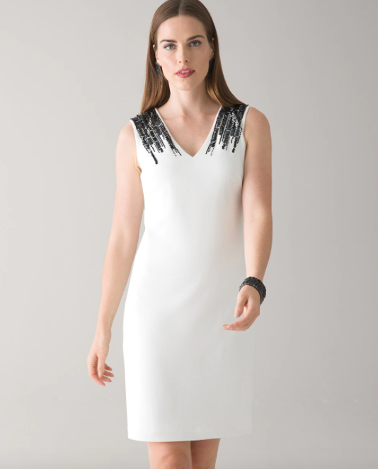 White House Black Market Petite Shift Dress With Embellished Shoulder