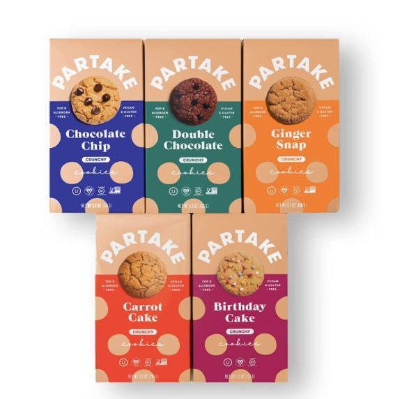 Partake Foods Crunchy Vegan Cookies 5-Box Variety Pack