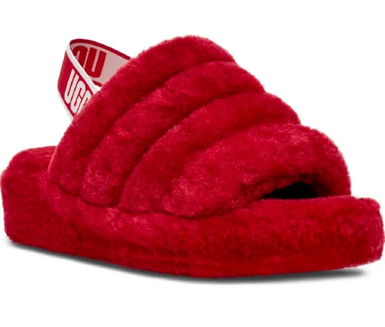 Fluff Yeah Shearling Slingback Sandal in Red