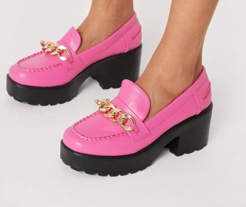 Nasty Gal Faux Leather Thick Chain Chunky Loafers