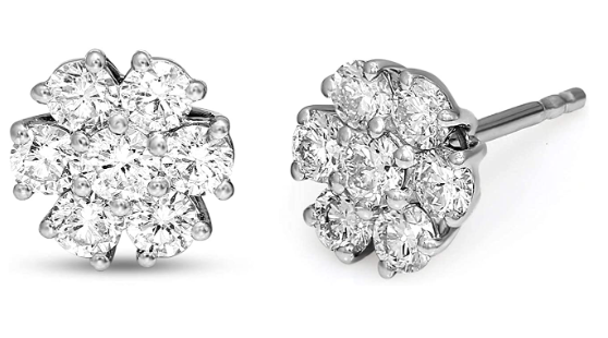 IGI Certified Lab Grown 7 Stone Diamond Stud Earrings
