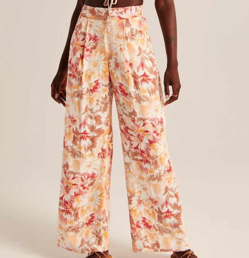 Abercrombie and Fitch Linen-Blend Wide Leg Pants