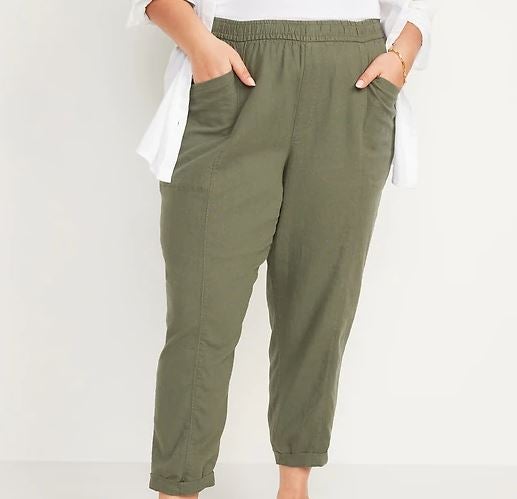 Old Navy High-Waisted Cropped Linen-Blend Pants