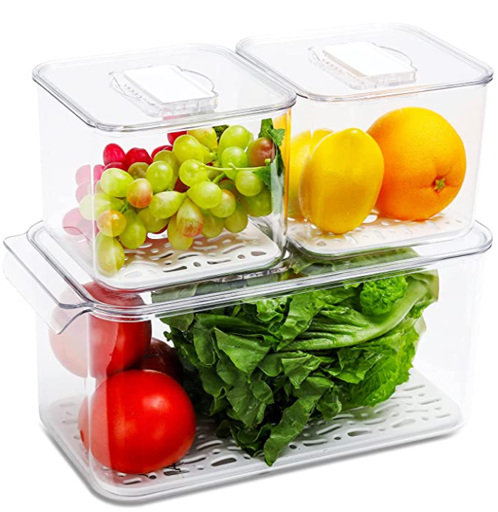 REFSAVER Fridge Storage and Produce Stackable Containers 3 Pack