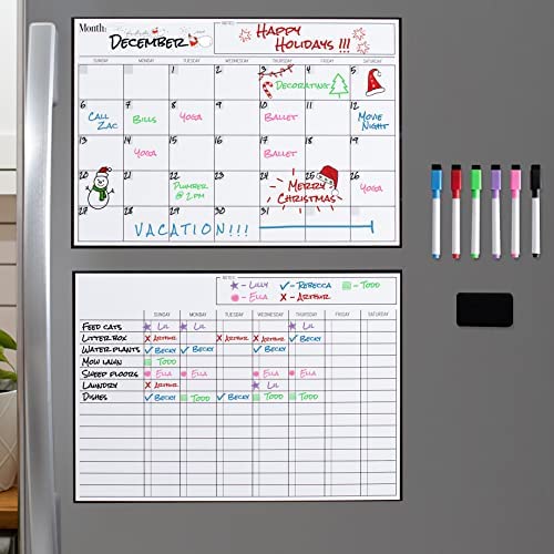 Home & Me Magnetic Dry Erase Calendar and Chore Chart For Fridge