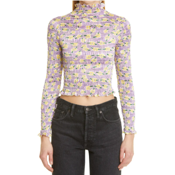 Amy Crookes Floral Print Shirred Top
