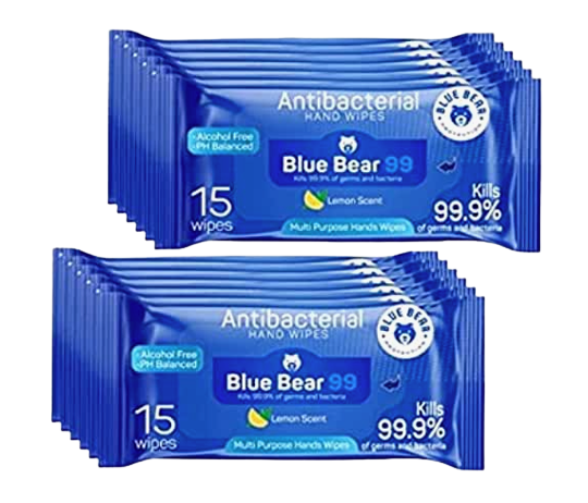 Blue Bear Protection Antibacterial Hand Wipes