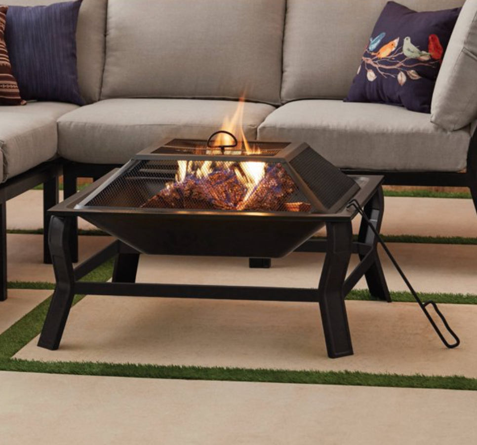 Mainstays Greyson 30” Square Wood Burning Fire Pit