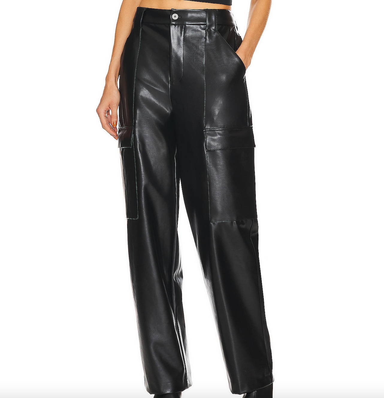 Waterbased Faux Leather Cargo Pant