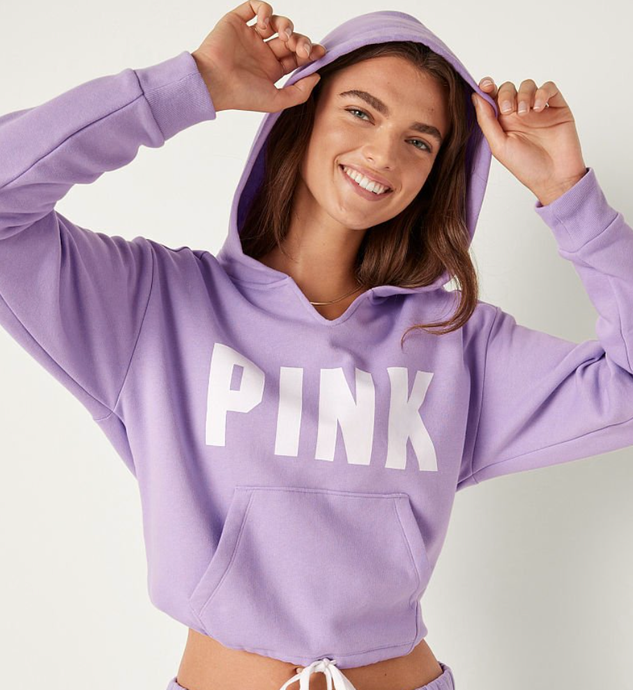 Fleece Cropped Cinched Campus Hoodie