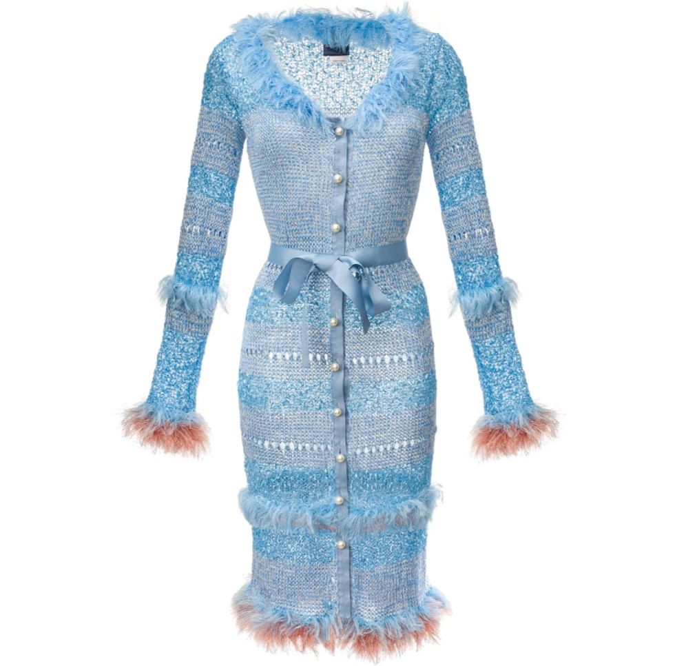 Andreeva Blue Handmade Knit Cardigan Dress
