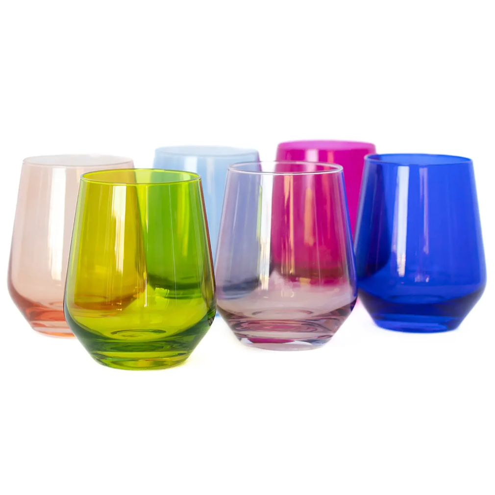 Estelle Colored Glass Set of 6 Wine Glasses