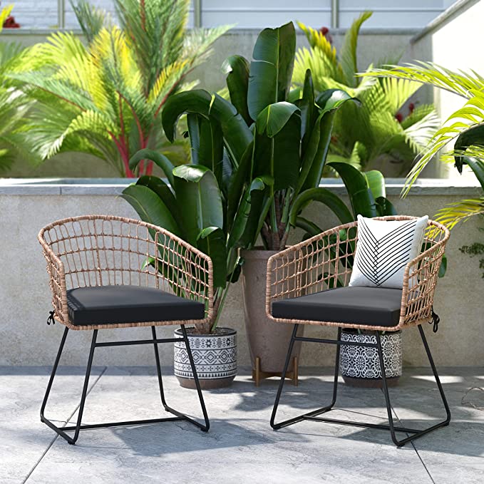Flash Furniture Devon Set of 2 Indoor/Outdoor Patio Boho Club Chairs