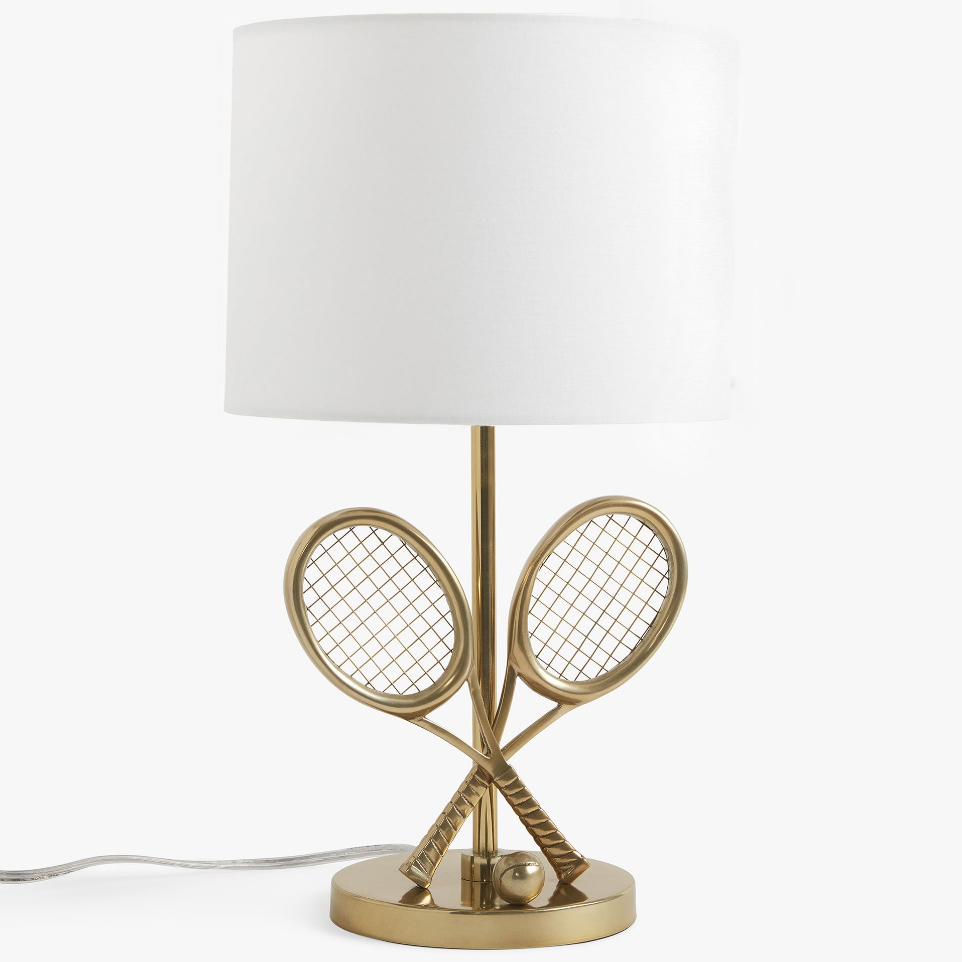 Pottery Barn Teen Gold Tennis Racket Table Lamp