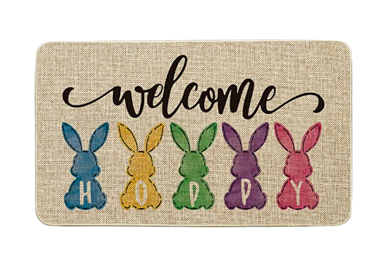 Bunny Rabbit Hoppy Welcome Easter Doormat