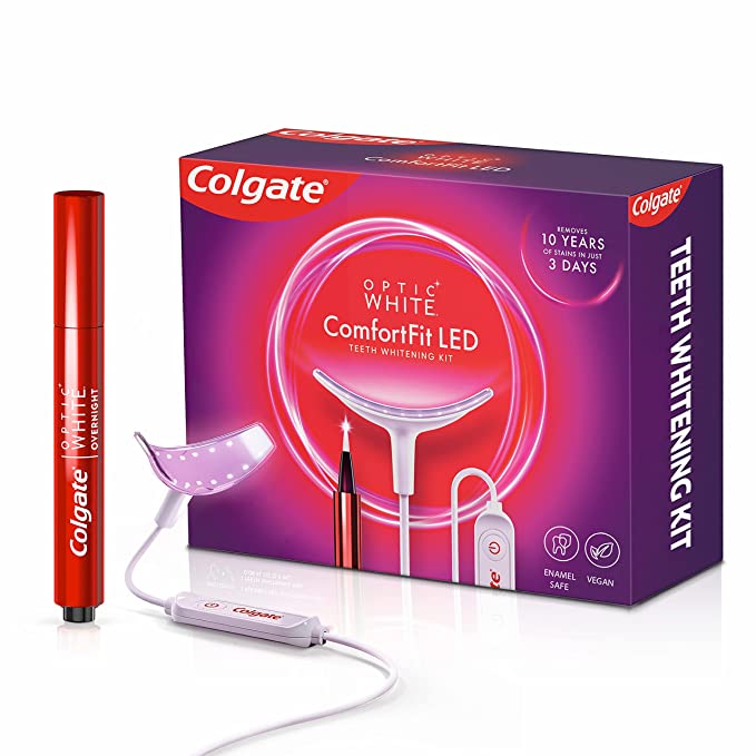 Colgate Optic White ComfortFit Teeth Whitening Kit with LED Light and Whitening Pen