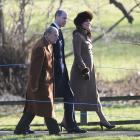 Kate Middleton heads to church with Prince William and Prince Philip.