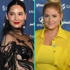 Olivia Munn, Meghan Trainor and Lea Michele at the 30th Annual GLAAD Media Awards at the Beverly Hilton Hotel 