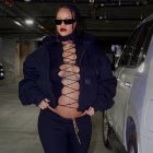 Rihanna Bares Baby Bump in Sexy Lace-Up Outfit