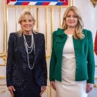 US First Lady Jill Biden (L) and Slovak President Zuzana Caputova