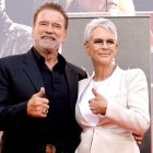 Arnold Schwarzenegger and Jamie Lee Curtis attend the Jamie Lee Curtis Hand and Footprint In Cement Ceremony at TCL Chinese Theatre on October 12, 2022 in Hollywood, California.