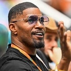 US actor Jamie Foxx attends the mens quater-final match between Christopher Eubanks of the US and Daniil Medvedev of Russia at the 2023 Miami Open at Hard Rock Stadium in Miami Gardens, Florida, on March 30, 2023