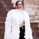Jennifer Lopez Rocks Gold Sunglasses With Quirky Eyebrows at Paris Fashion Week