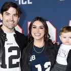 Jared Haibon and Ashley Iaconetti pose with their son Dawson