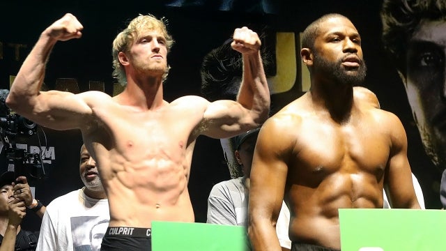 Floyd Mayweather and Logan Paul Face Off During Ceremonial Weigh-in