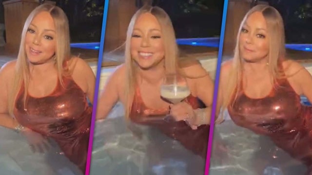 Mariah Carey Sips Cocktails While Wearing a Gown in the Pool!