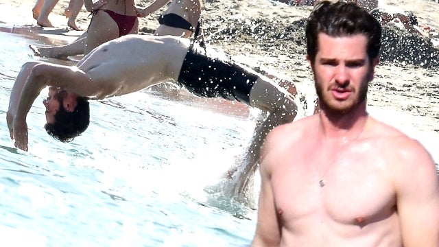 Andrew Garfield Shows Off Spider-man-Style Stunts on the Beach in Italy  