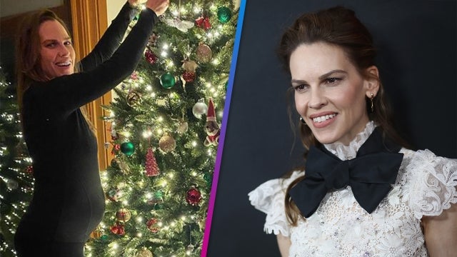 Hilary Swank Shows Off Baby Bump While Decorating Christmas Tree