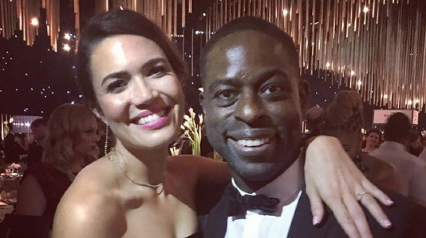 Mandy Moore and Sterling K. Brown at Emmys