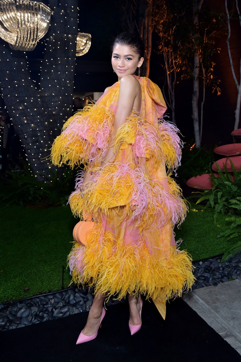 Zendaya in Marc Jacobs feather dress