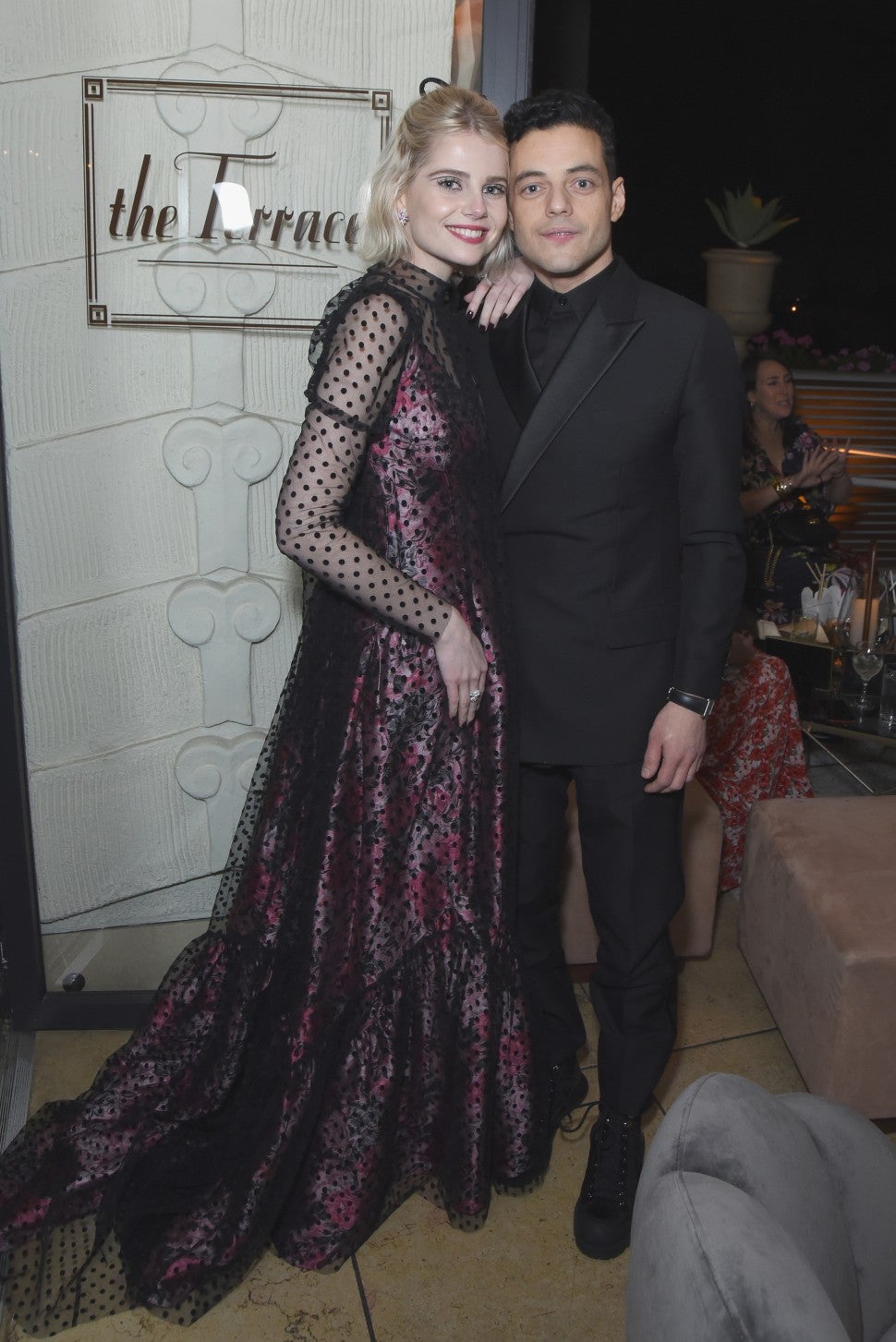 Lucy Boynton and Rami Malek attend Netflix 2019 SAG Awards after party at Sunset Tower Hotel on January 27, 2019 in West Hollywood, California. 