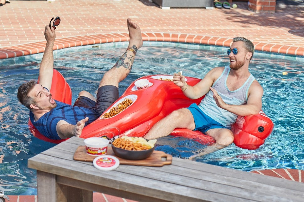 Joey Fatone and Lance bass in pool