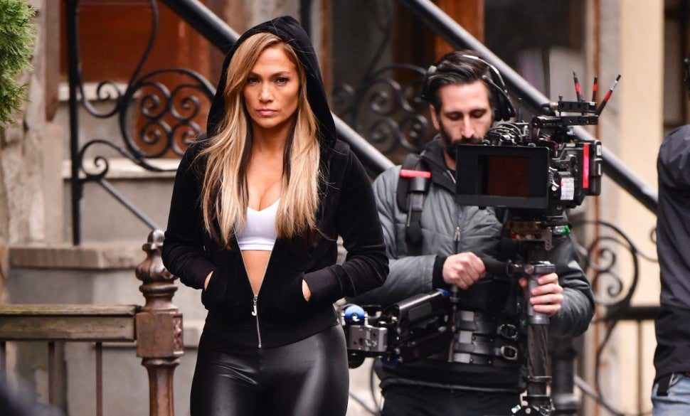 Jennifer Lopez filming Hustlers