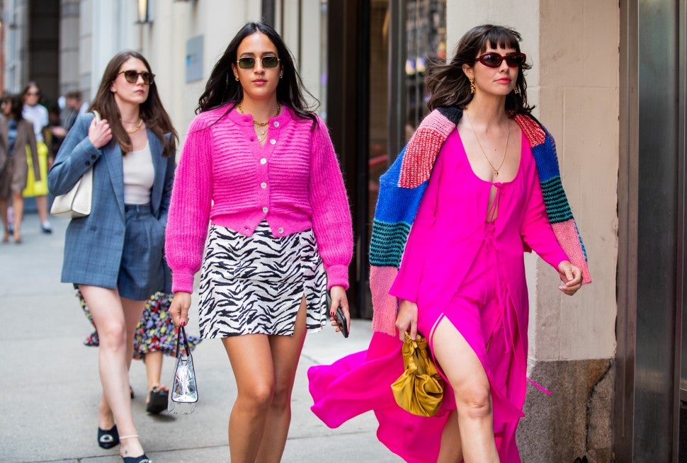 pink outfits street style NYFW
