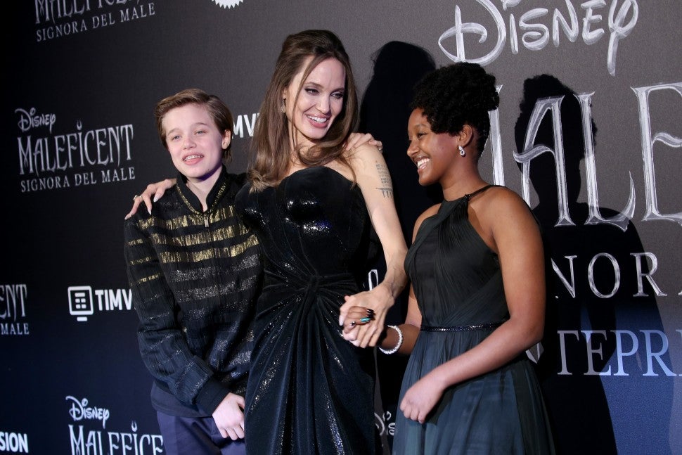 Angelina Jolie with daughters Shiloh and Zahara